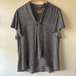 Ann Taylor Loft Flutter Sleeve Bow Tie Blouse